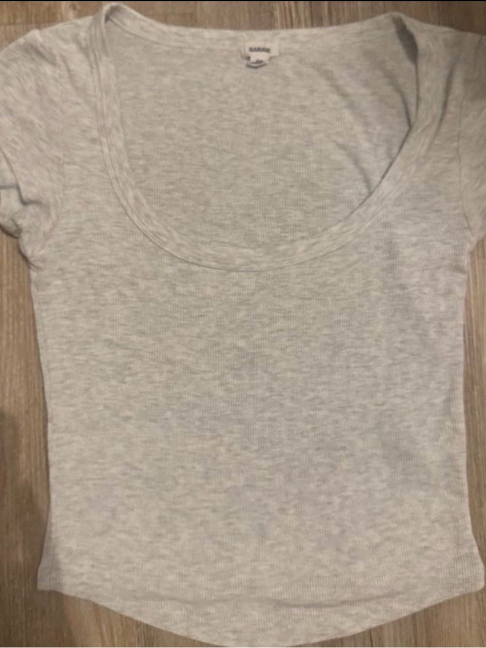 Garage Women's Scoop Neck Short Sleeve Top - Light Gray